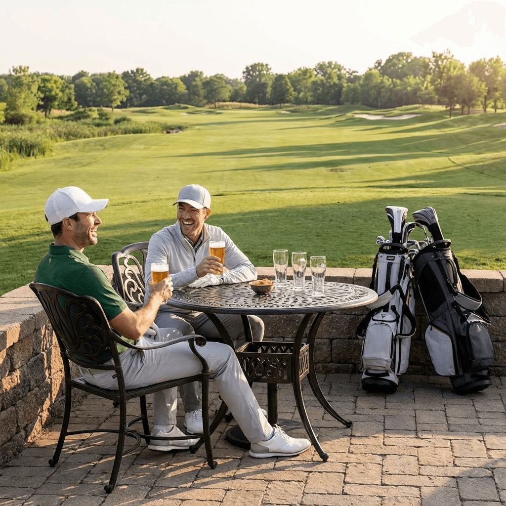 Golfers enjoying a round of golf together - AI golf matchmaking connects compatible players